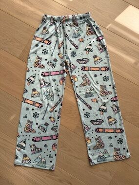 Pixie Lane Kids Light Blue Ski-Print Pajama Bottoms